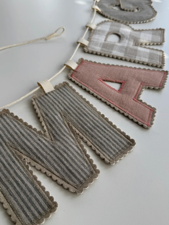 Linen Name Garland. A garland reading Margot