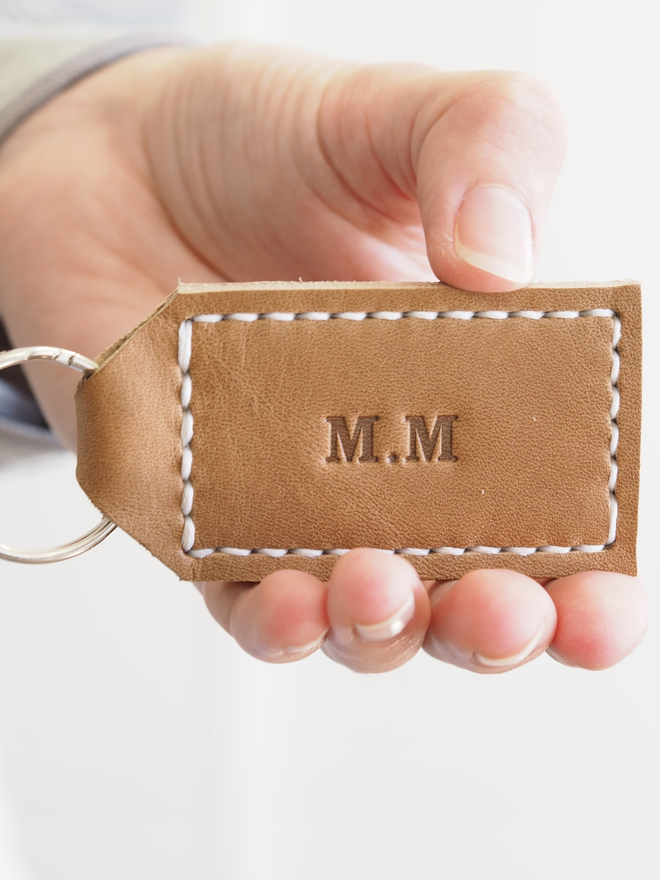 Handmade Leather Personalised Initials Keyring