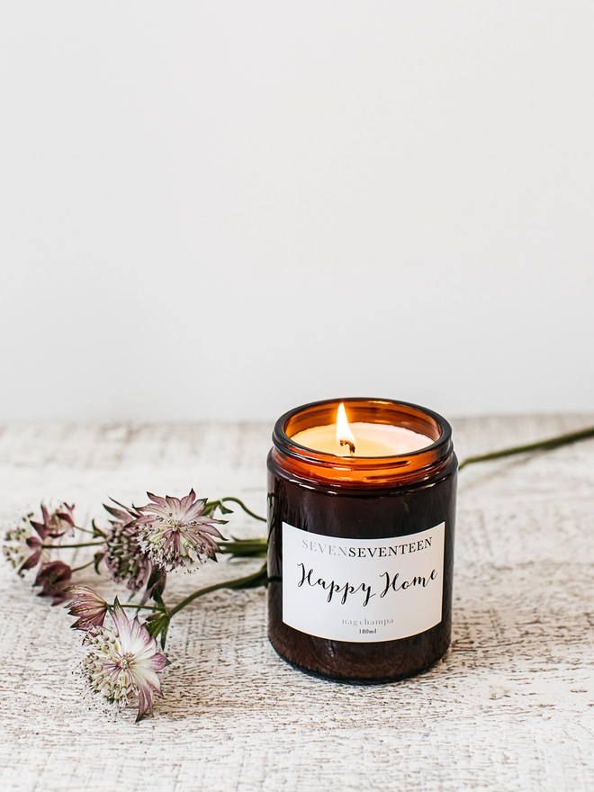 Happy Home nag champa vegan scented candle