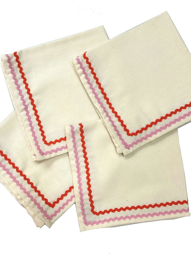 Ric Rak Linen Napkins Orange & Pink (Set Of 4)