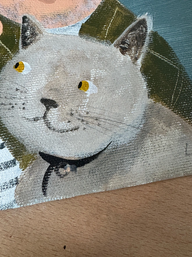 painting of grey cat