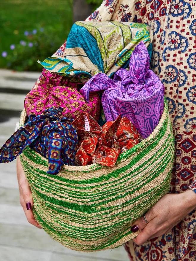 Up-cycled sari gift wrap