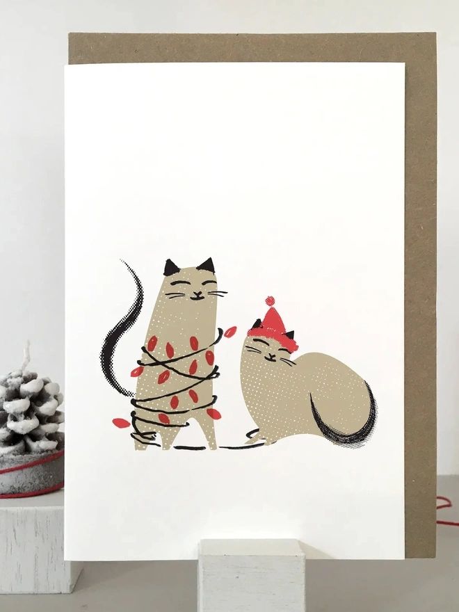 Cat Christmas Cards (Pack Of 1, 5, 10 Or 20)