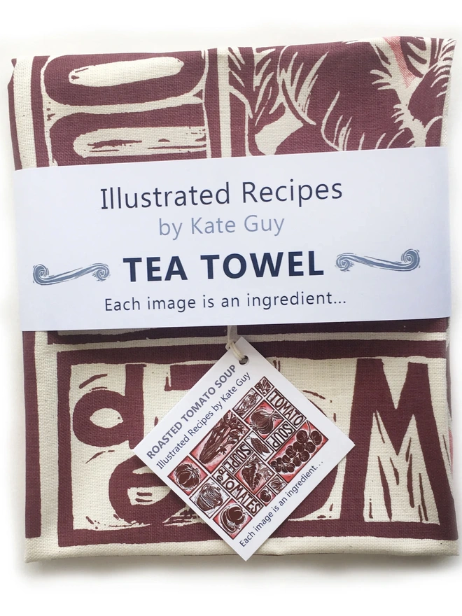 Roasted Tomato Soup Illustrated Recipe Tea Towel