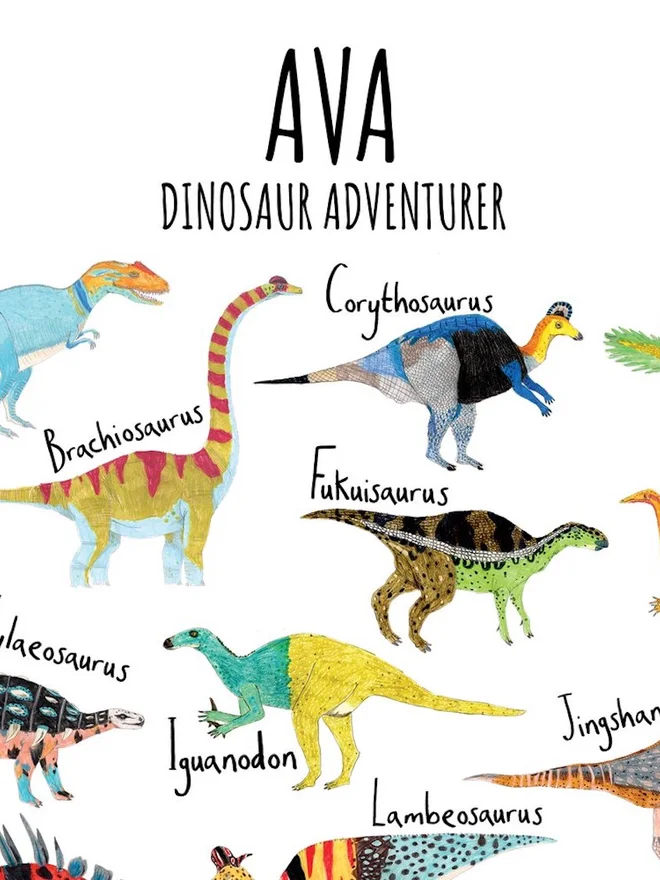 Personalised Dinosaur Alphabet print