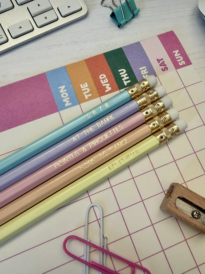 Ballet Dancer Hand-Stamped HB Pencils (Set of 5)