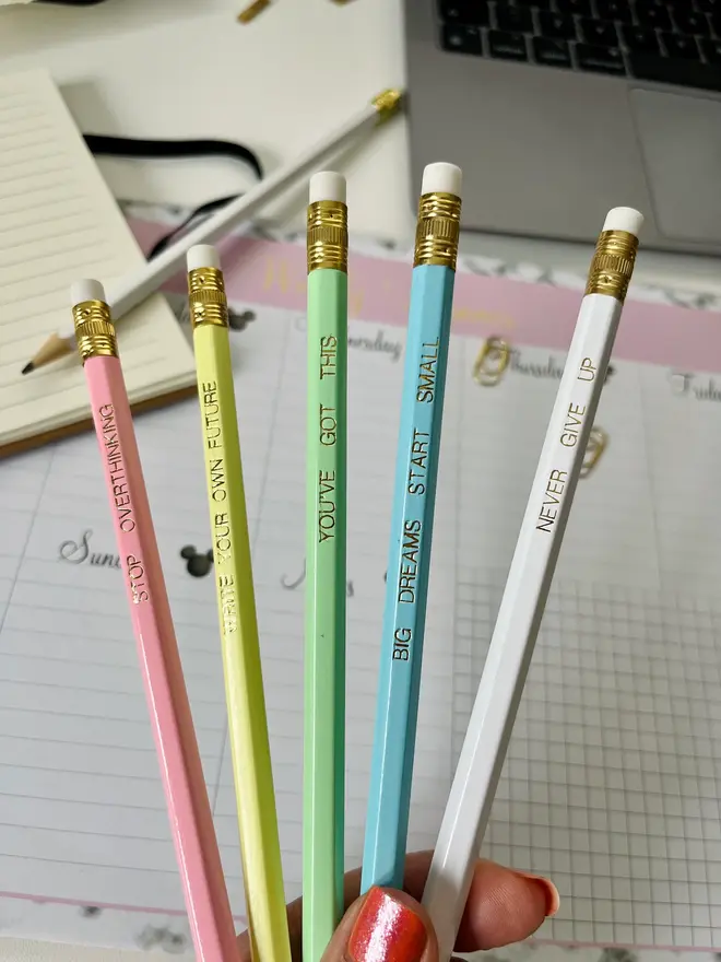Positive Inspire-Me Female Entrepreneur Pencils (Set Of 5)