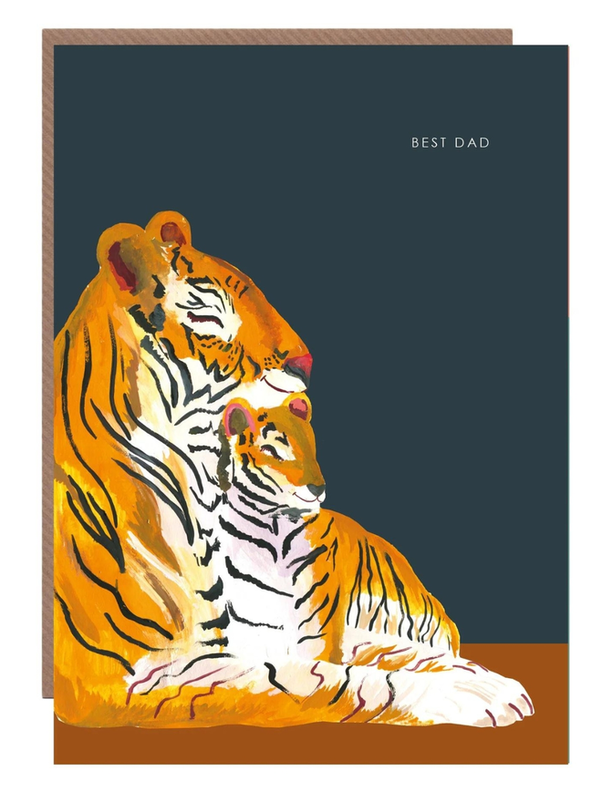 Dad Tiger And Cub Best Dad Greetings Card