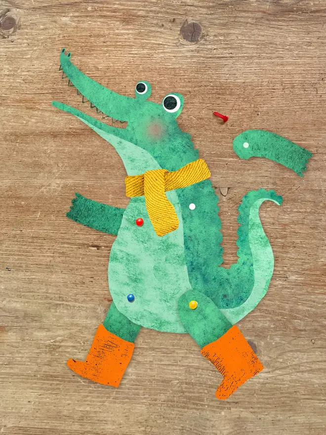 crocodile split pin puppet card