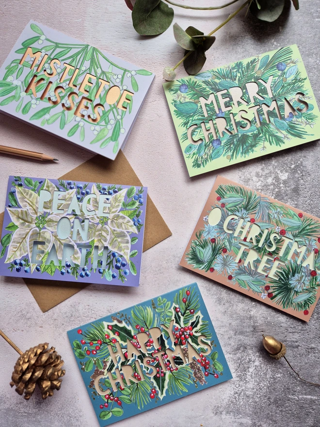 metallic-floral-christmas-cards