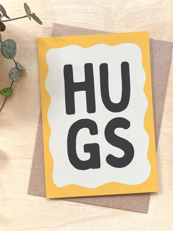 Hugs Card Made from Recycled Coffee Cups