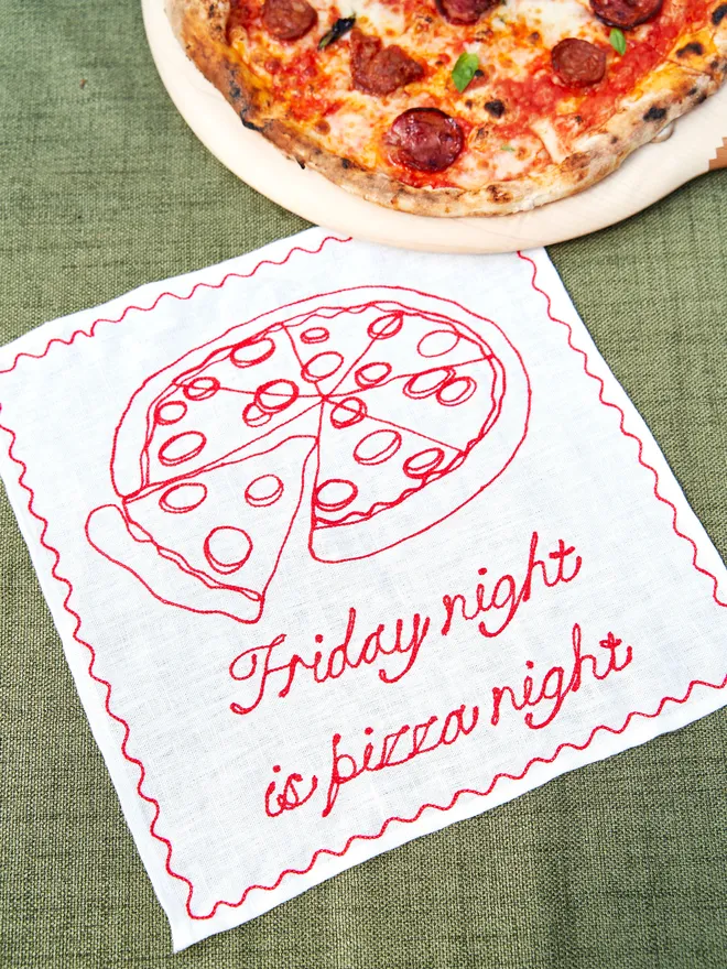 Friday night is pizza night handkerchief 