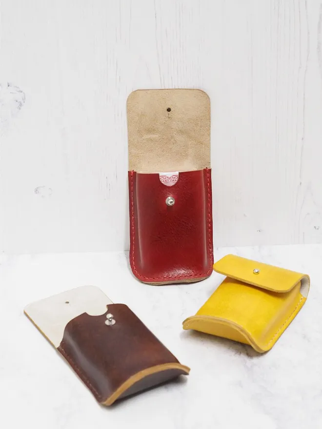 bright coloured leather playing card cases