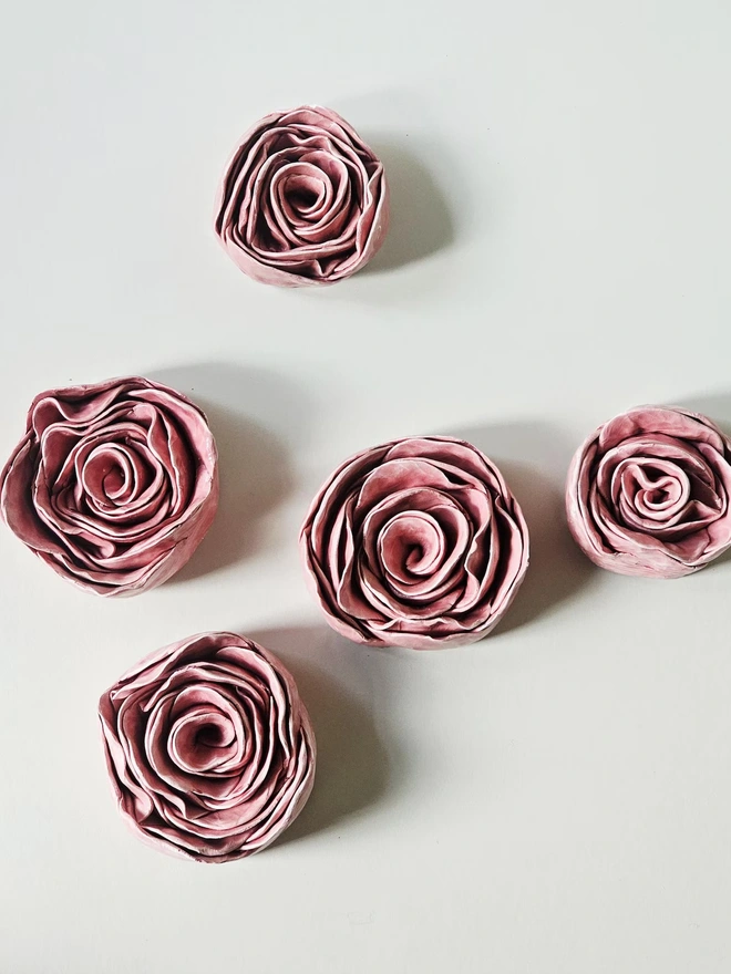 pink glaze ceramic rose flower handmade pottery wall decor art sculpture