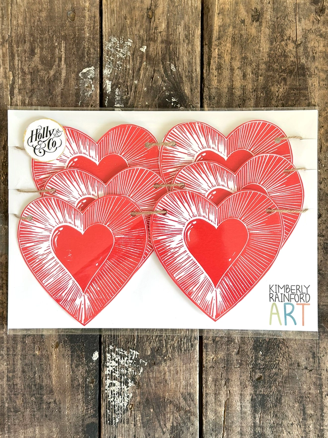 "Your Big Heart" Garland Hand Printed Linocut Decoration