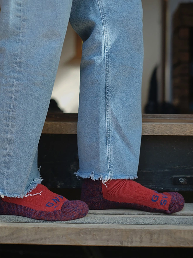 cosy merino wool walking socks bright red
