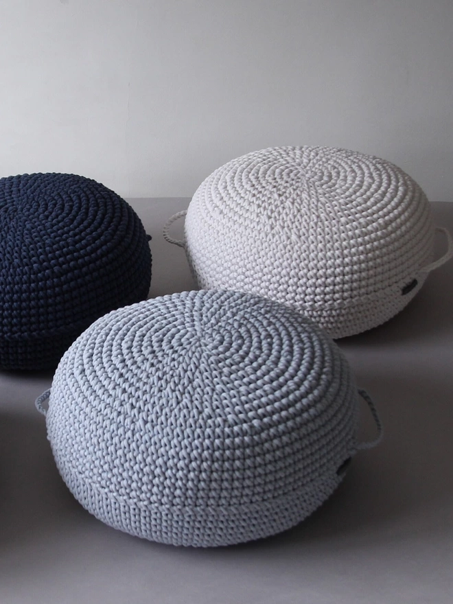  cotton hand crocheted ottoman pouffe