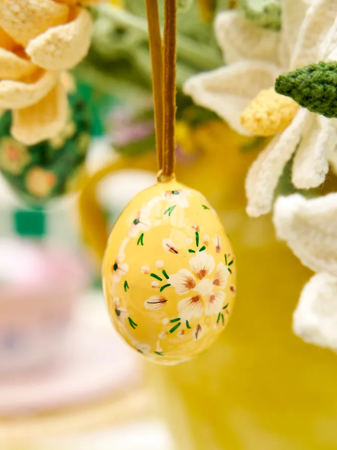 Yellow hand painted decorative Easter Egg