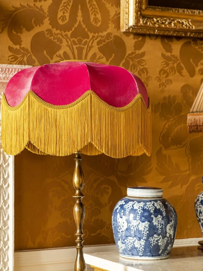 The Raspberry Fringed Lampshade