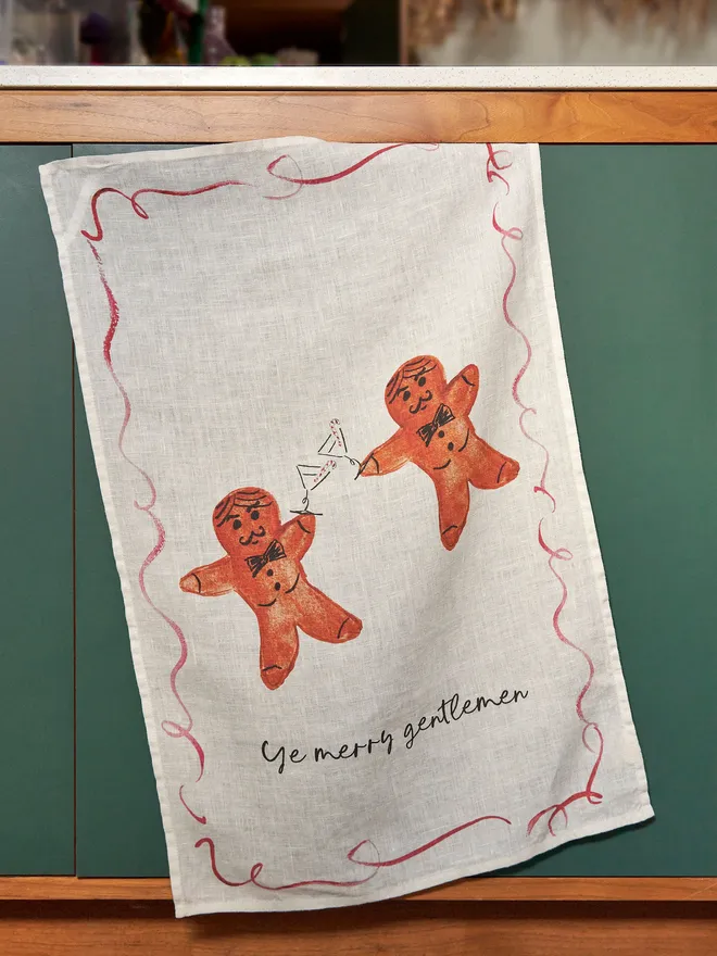 Gingerbread men tea towel
