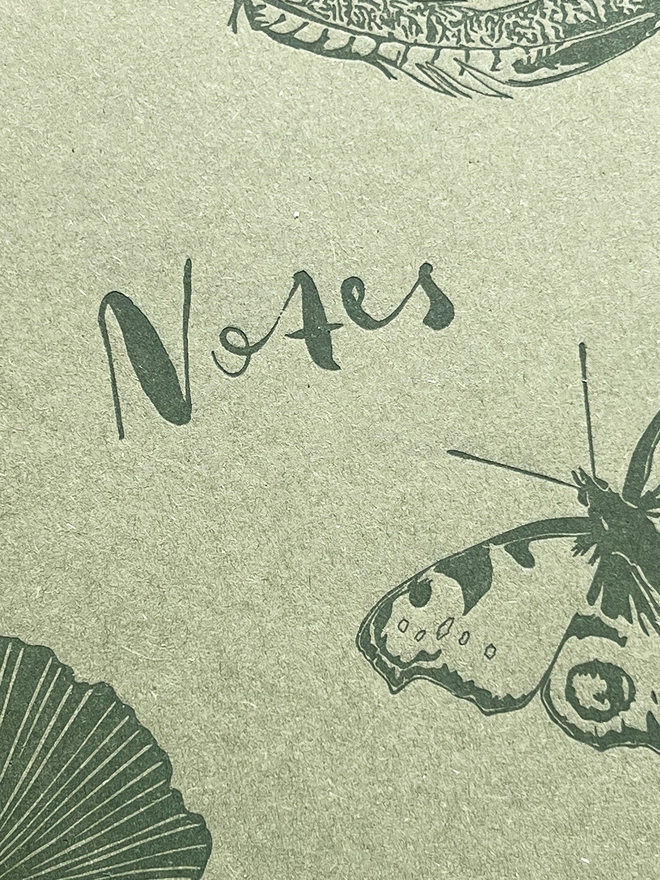 Close up of the word 'Notes' on the front of the notebook.