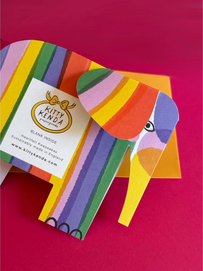 rainbow elephant fold out card with envelope