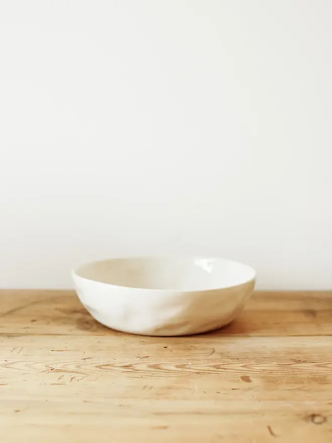 'milk' handcrafted stoneware bowl. a medium white serving bowl.
