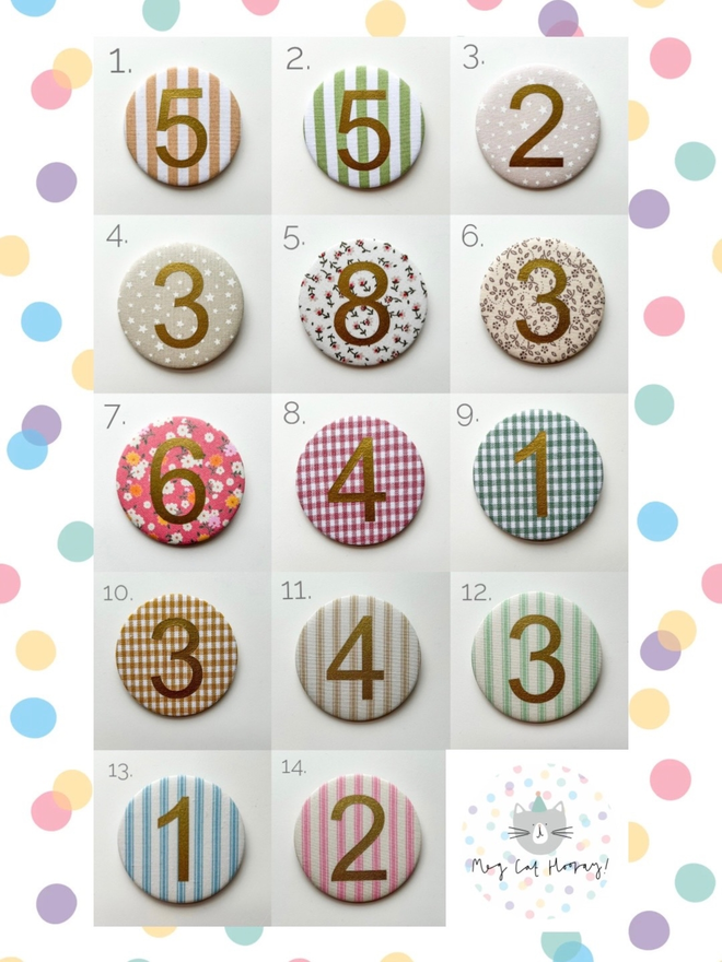 |Fabric Options for Birthday Badges