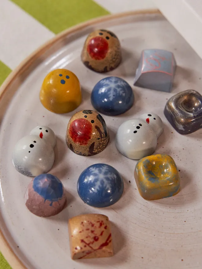 Christmas chocolate selection reindeer and snowman 