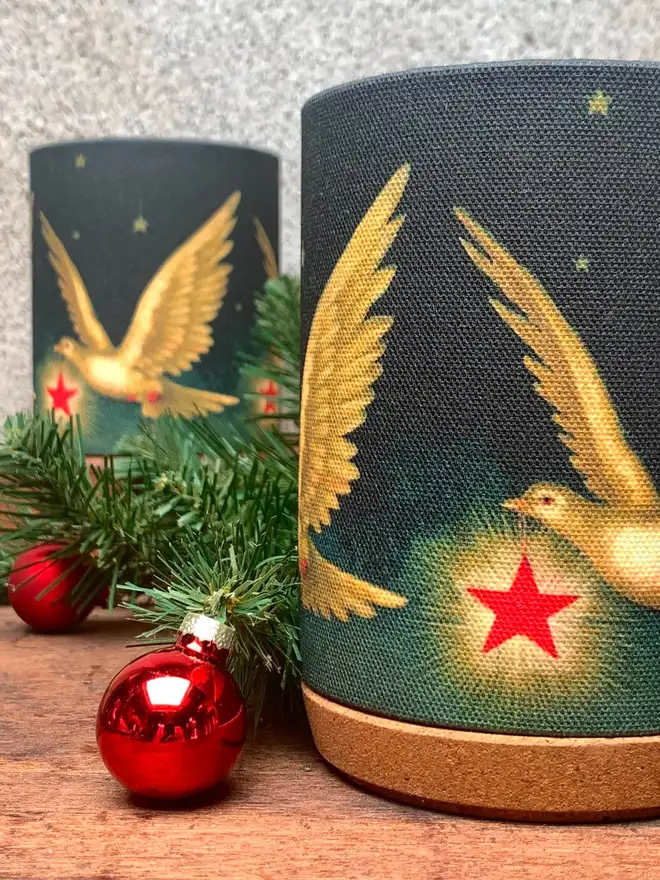 Festive dove tealight candle shade
