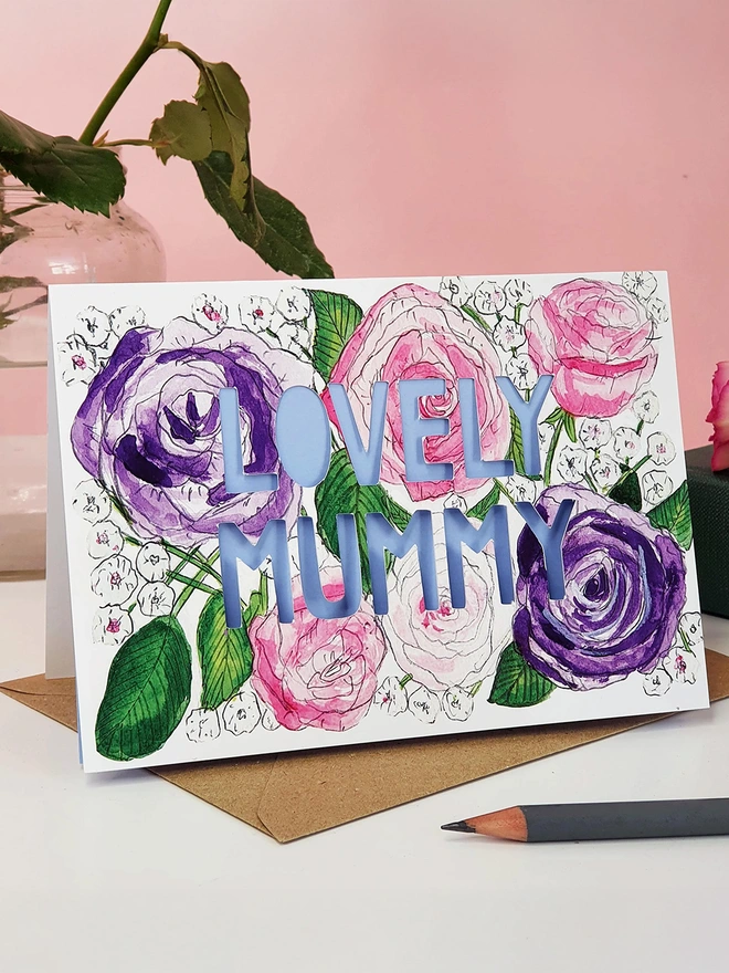 Lovely mummy paper cut floral card