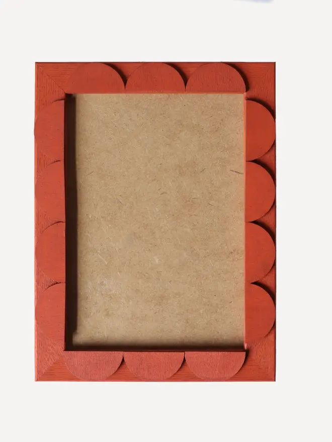 orange stained scallop frame