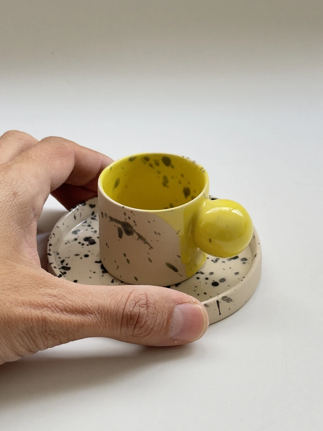 Yellow Ball Handle Espresso Cup