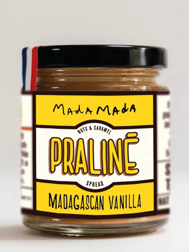 Vanilla Praline Spread, against a white background. 