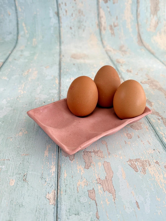 Pink speckled egg tray kitchen storage