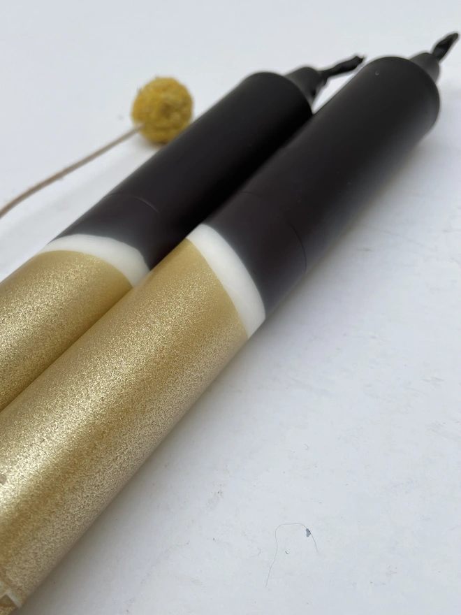 Black & Gold Dip Dyed Dinner Candles