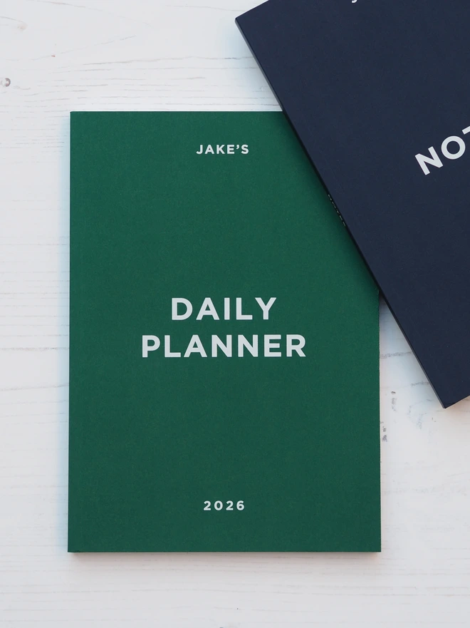 personalised spine a5 daily planner in green