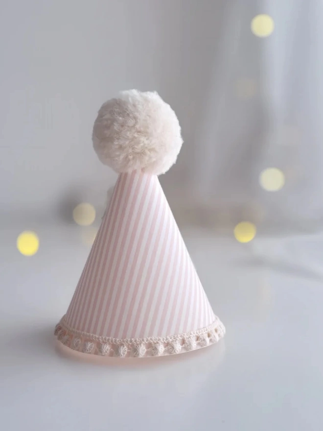 Strawberries And Cream Pink Striped Party Hat