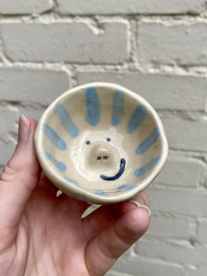 blue stripe trinket bowl