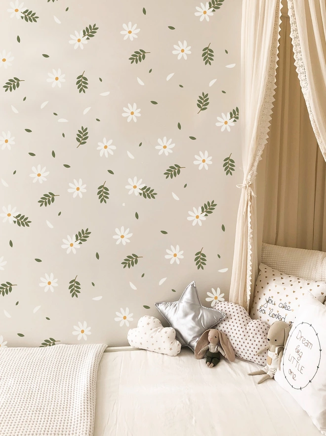 daisies and leaf wall stickers