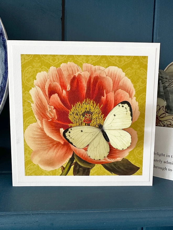 Floral peony butterflygram on display in home