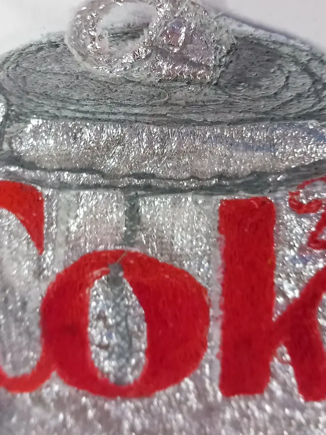 Diet Coke Can Embroidery Wall Art