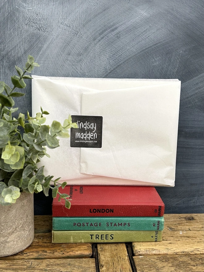 print wrapped white tissue paper