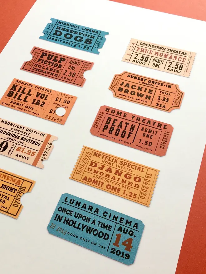quentin tarantino cinema ticket print