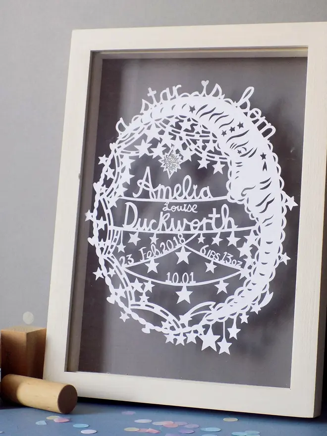 'A Star is Born' New Baby Personalised Papercut