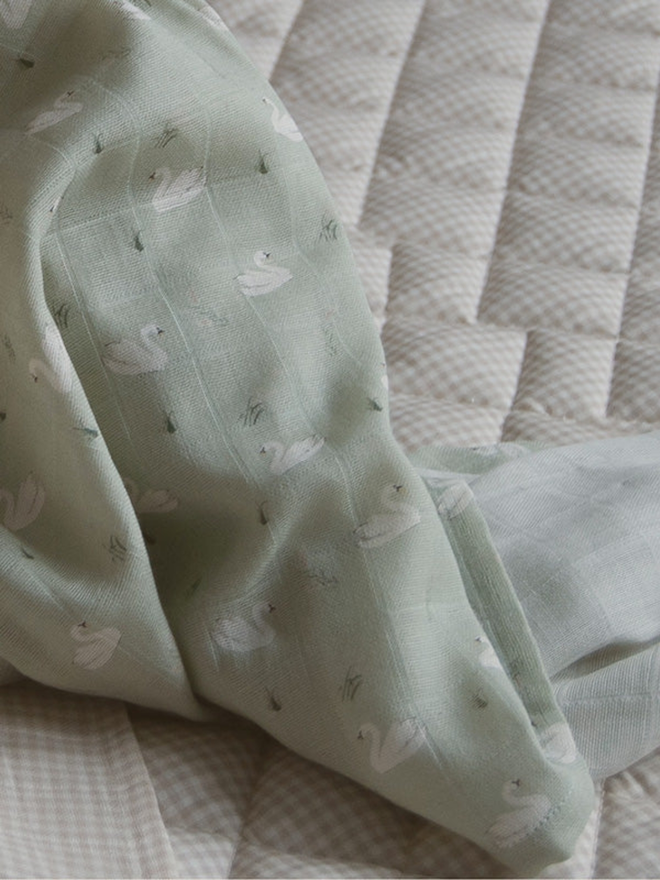 swan muslin baby swaddle