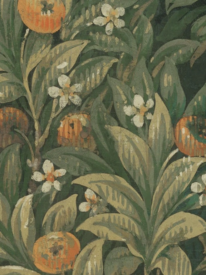 Orange Blossoms Grove Greens Wallpaper