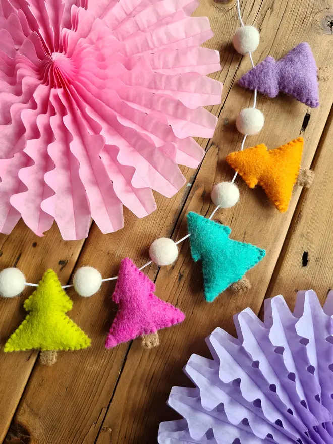 Felt Rainbow Christmas Tree Garland