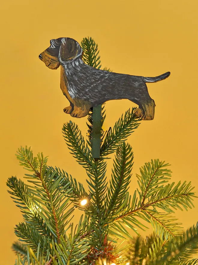 Wire haired dachshund tree topper
