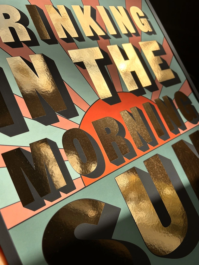 drinking in the morning sun gold metallic print a3 